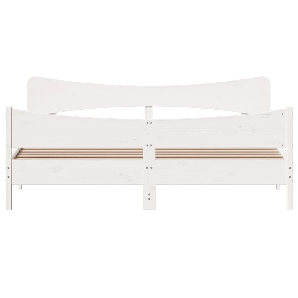 Cadre de lit sans matelas blanc 200x200 cm bois massif de pin