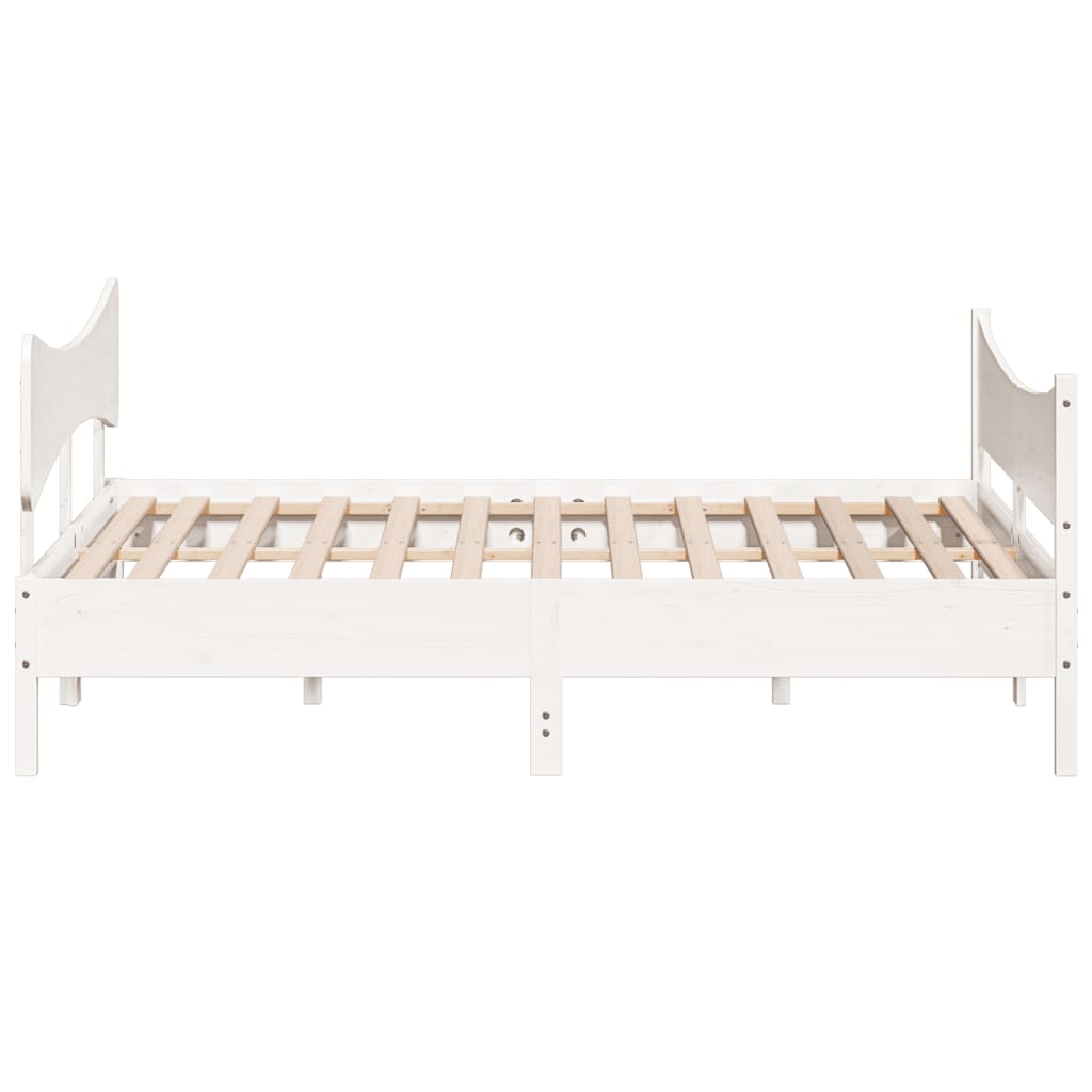 Cadre de lit sans matelas blanc 200x200 cm bois massif de pin