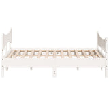 Cadre de lit sans matelas blanc 200x200 cm bois massif de pin