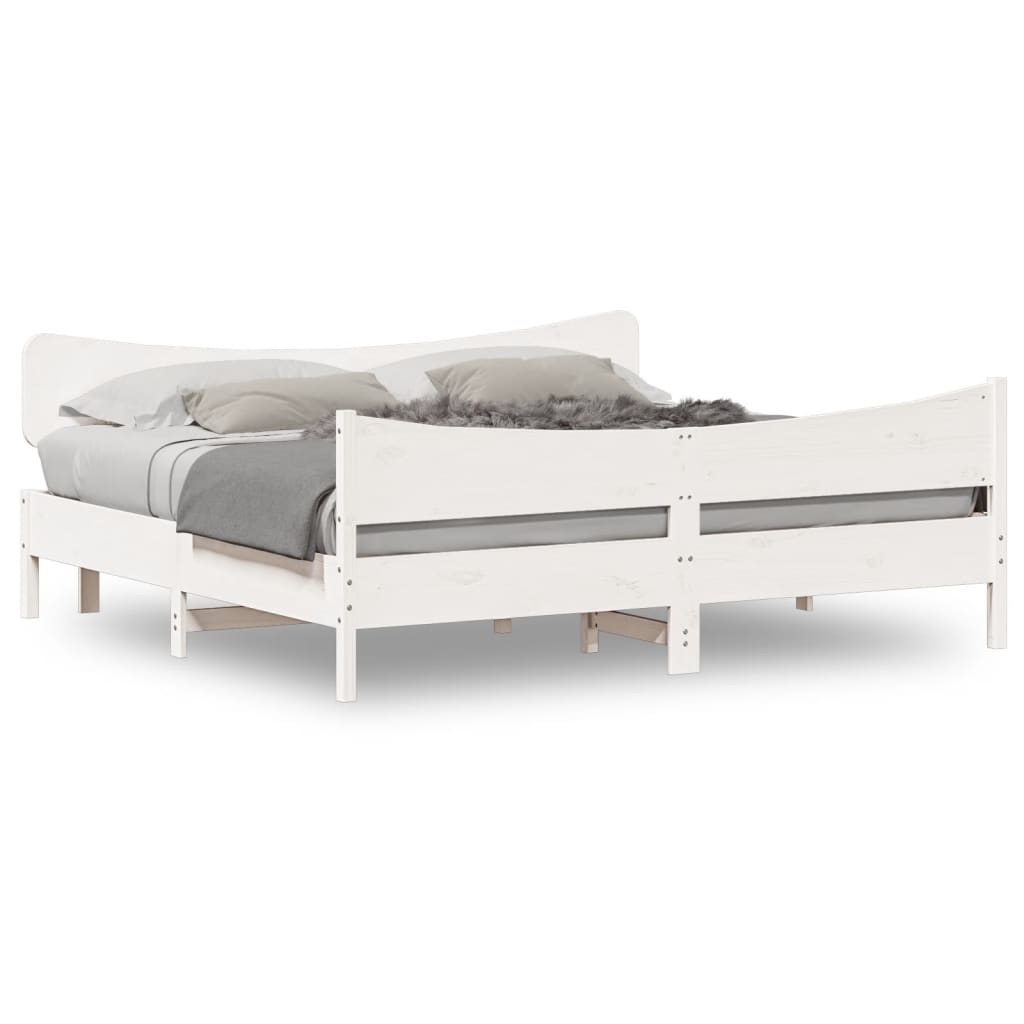 Cadre de lit sans matelas blanc 180x200 cm bois massif de pin