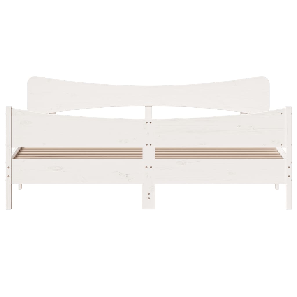 Cadre de lit sans matelas blanc 180x200 cm bois massif de pin