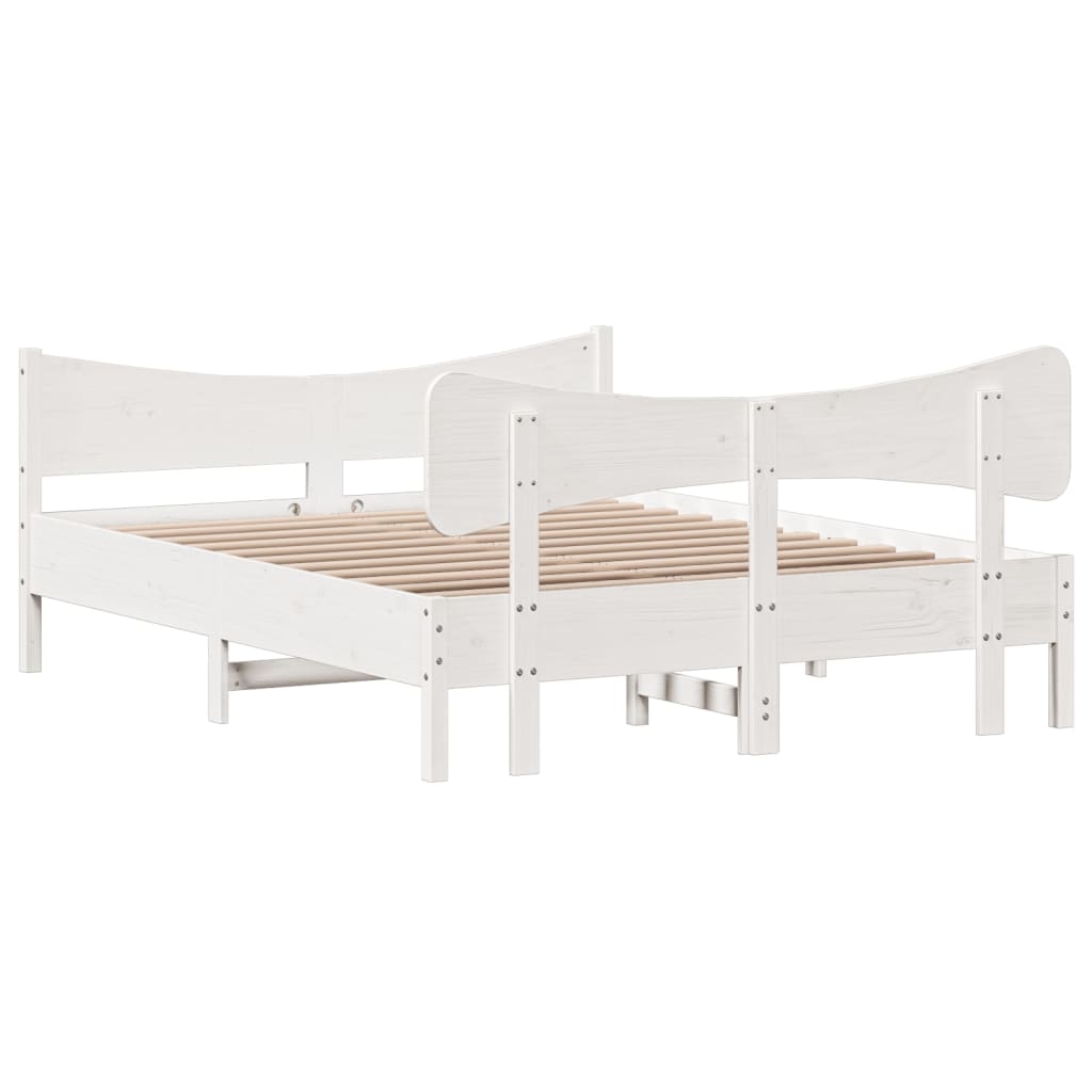 Bed frame without mattress white 160x200 cm solid pine wood