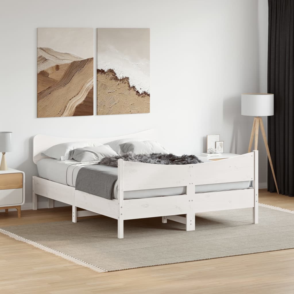 Bed frame without mattress white 160x200 cm solid pine wood