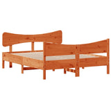 Bed frame without mattress brown wax 160x200cm solid pine wood