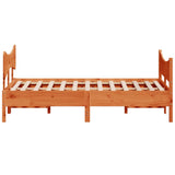 Bed frame without mattress brown wax 160x200cm solid pine wood