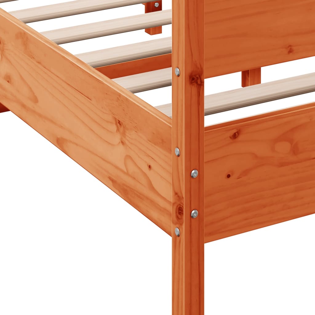 Bed frame without mattress brown wax 160x200cm solid pine wood