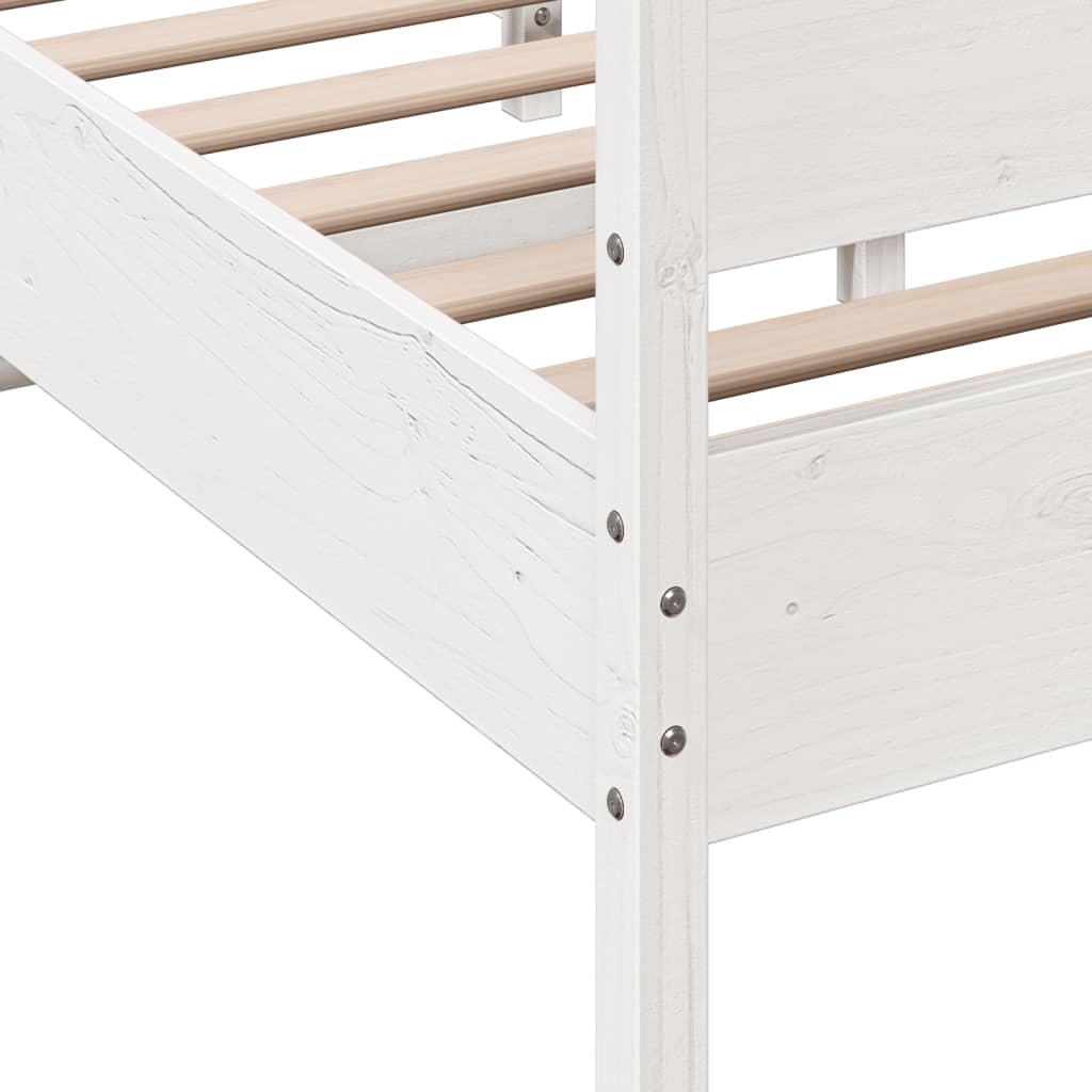 Cadre de lit sans matelas blanc 150x200 cm bois de pin massif