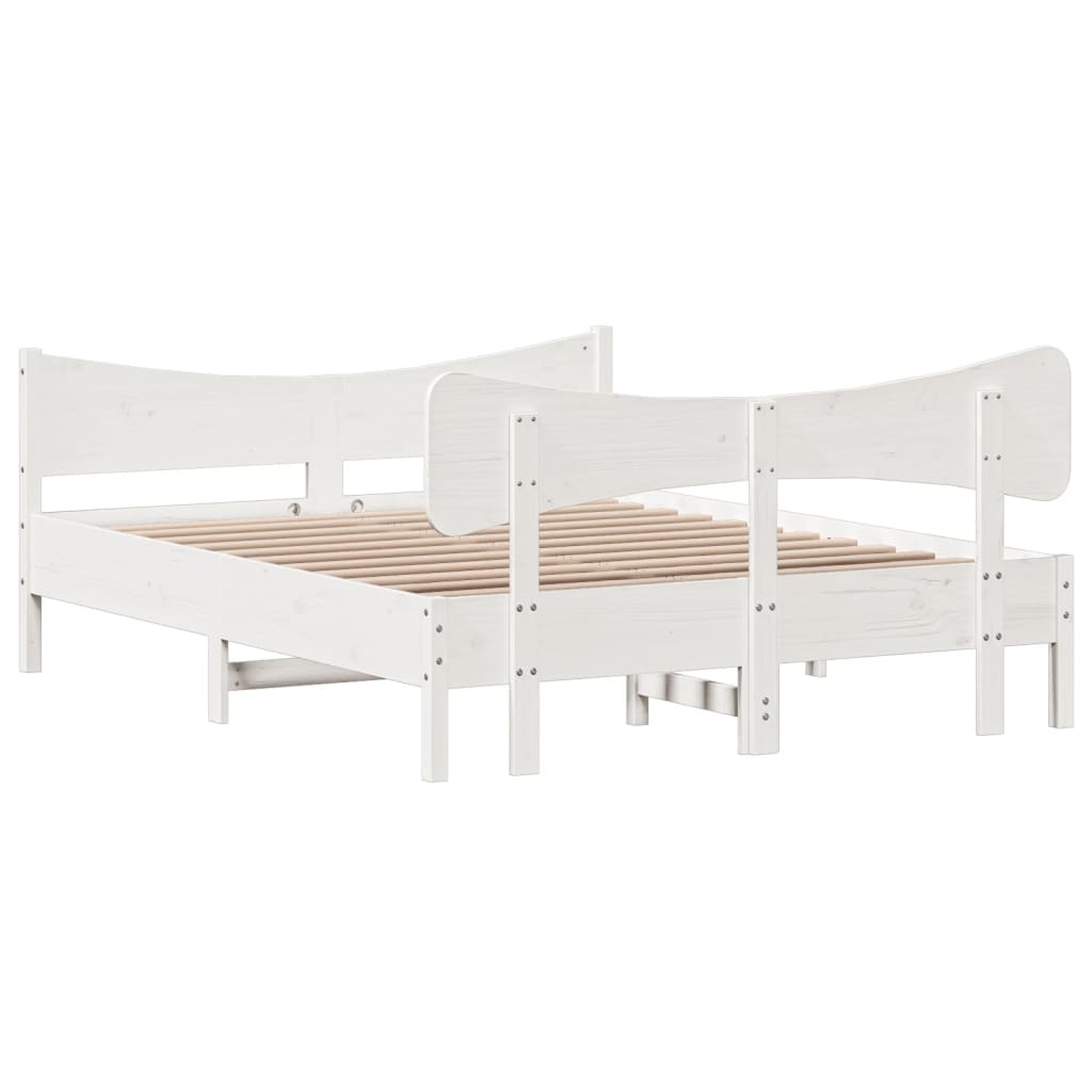 Cadre de lit sans matelas blanc 140x200 cm bois de pin massif