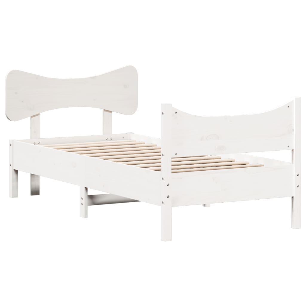 Cadre de lit sans matelas blanc 100x200 cm bois de pin massif