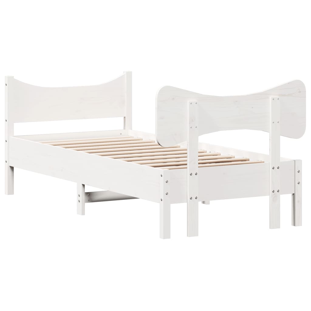 Bed frame without mattress white 90x200 cm solid pine wood