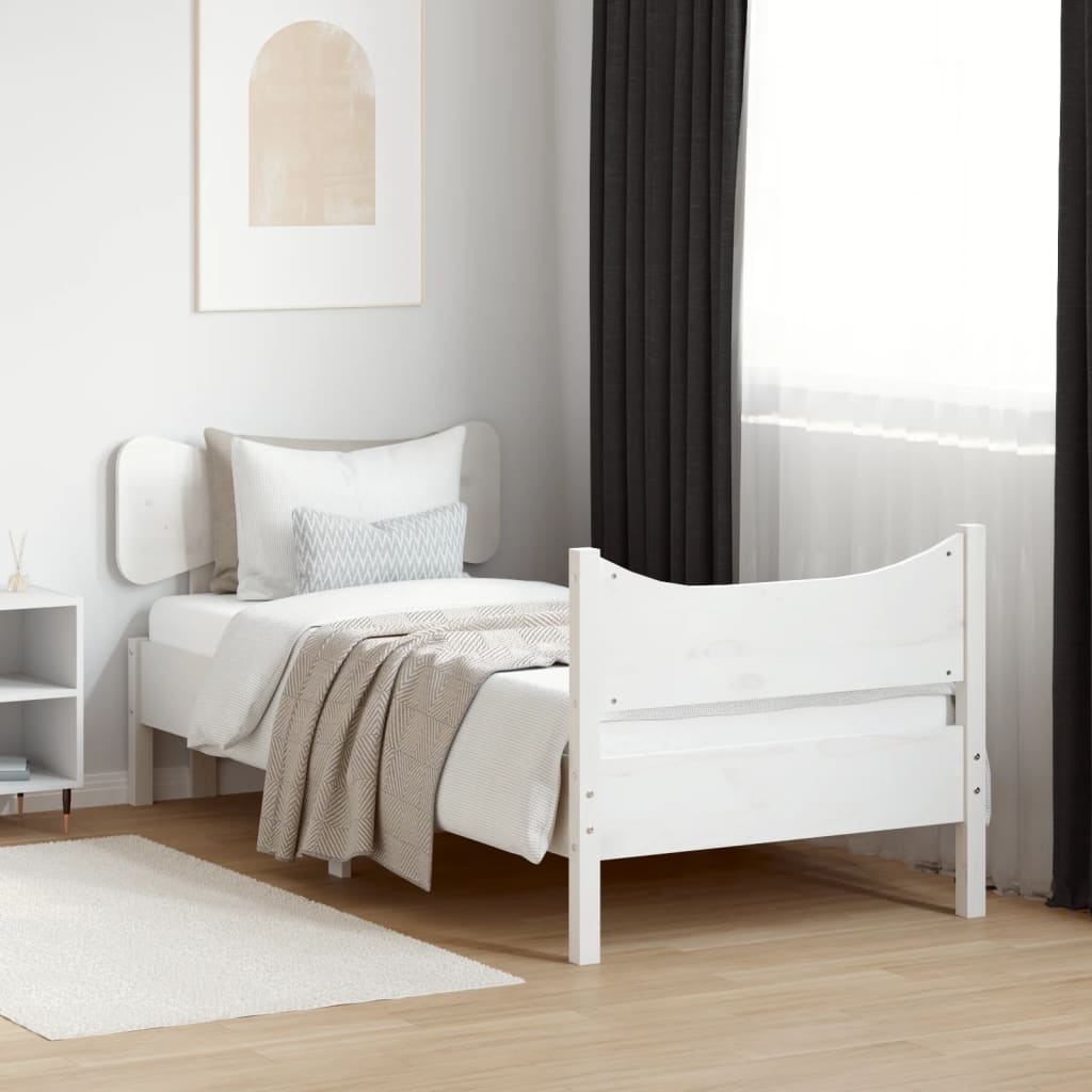 Bed frame without mattress white 90x200 cm solid pine wood