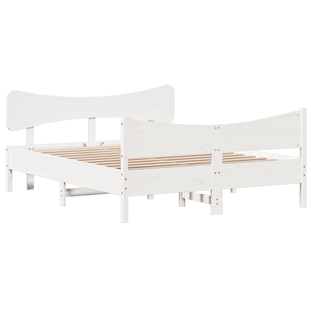 Cadre de lit sans matelas blanc 140x190 cm bois de pin massif