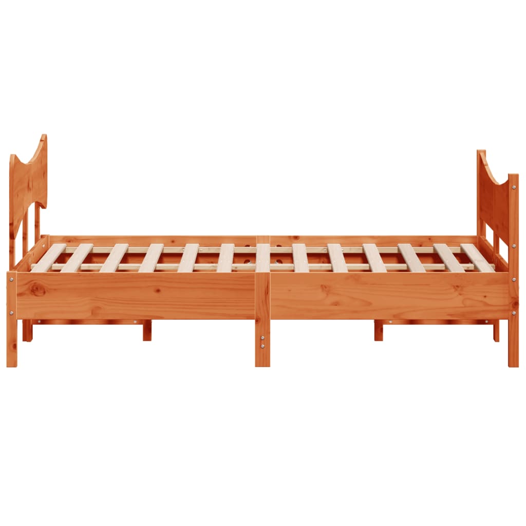 Cadre de lit sans matelas cire marron 140x190cm bois pin massif