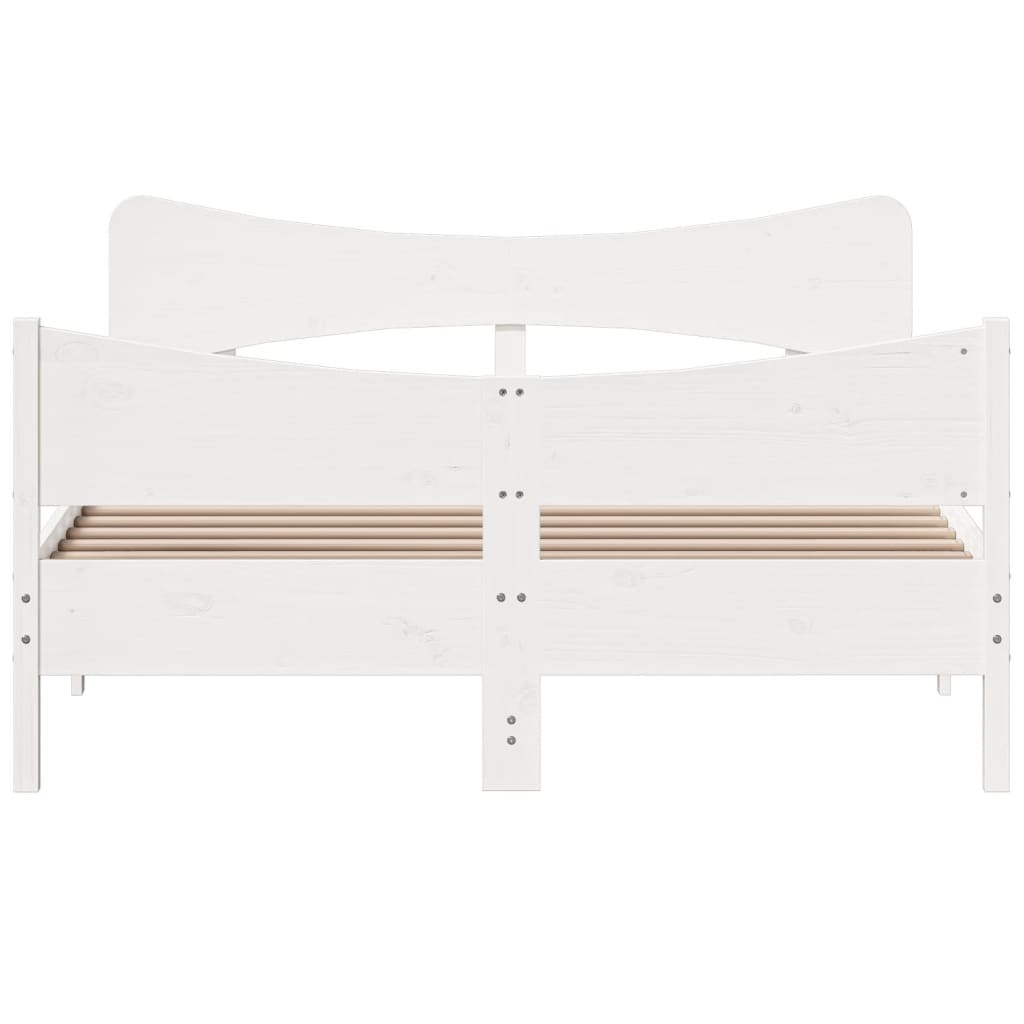 Cadre de lit sans matelas blanc 135x190 cm bois de pin massif