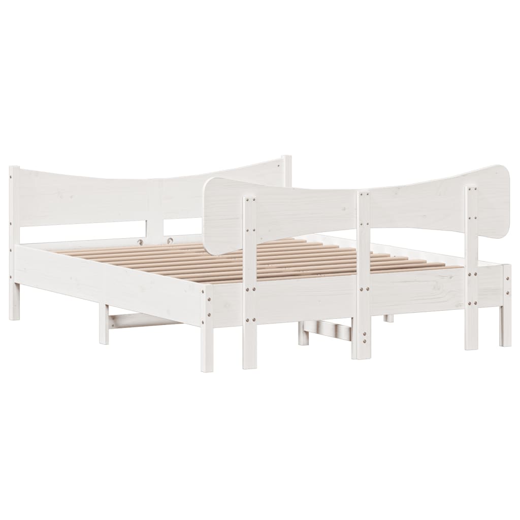 Cadre de lit sans matelas blanc 135x190 cm bois de pin massif