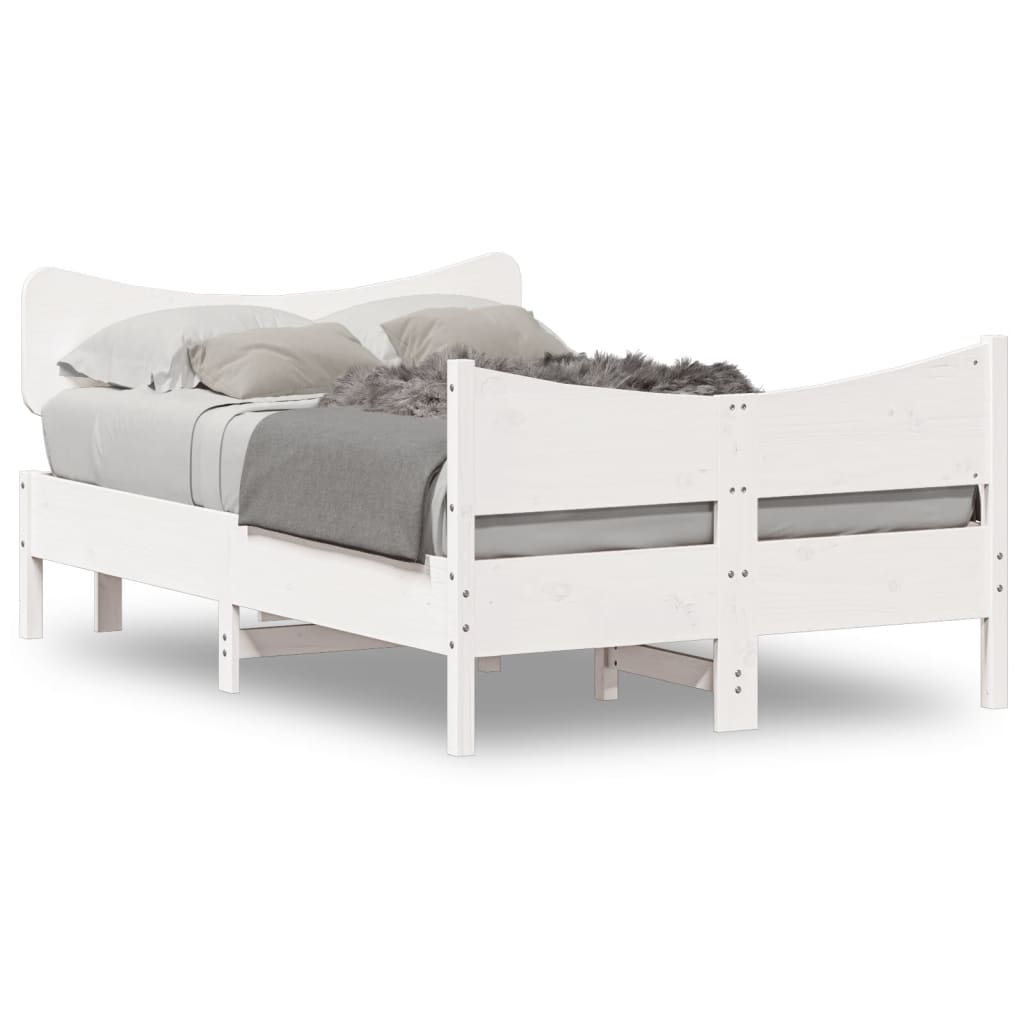 Cadre de lit sans matelas blanc 120x190 cm bois de pin massif