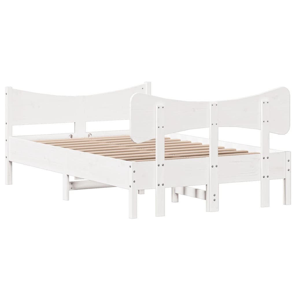 Cadre de lit sans matelas blanc 120x190 cm bois de pin massif