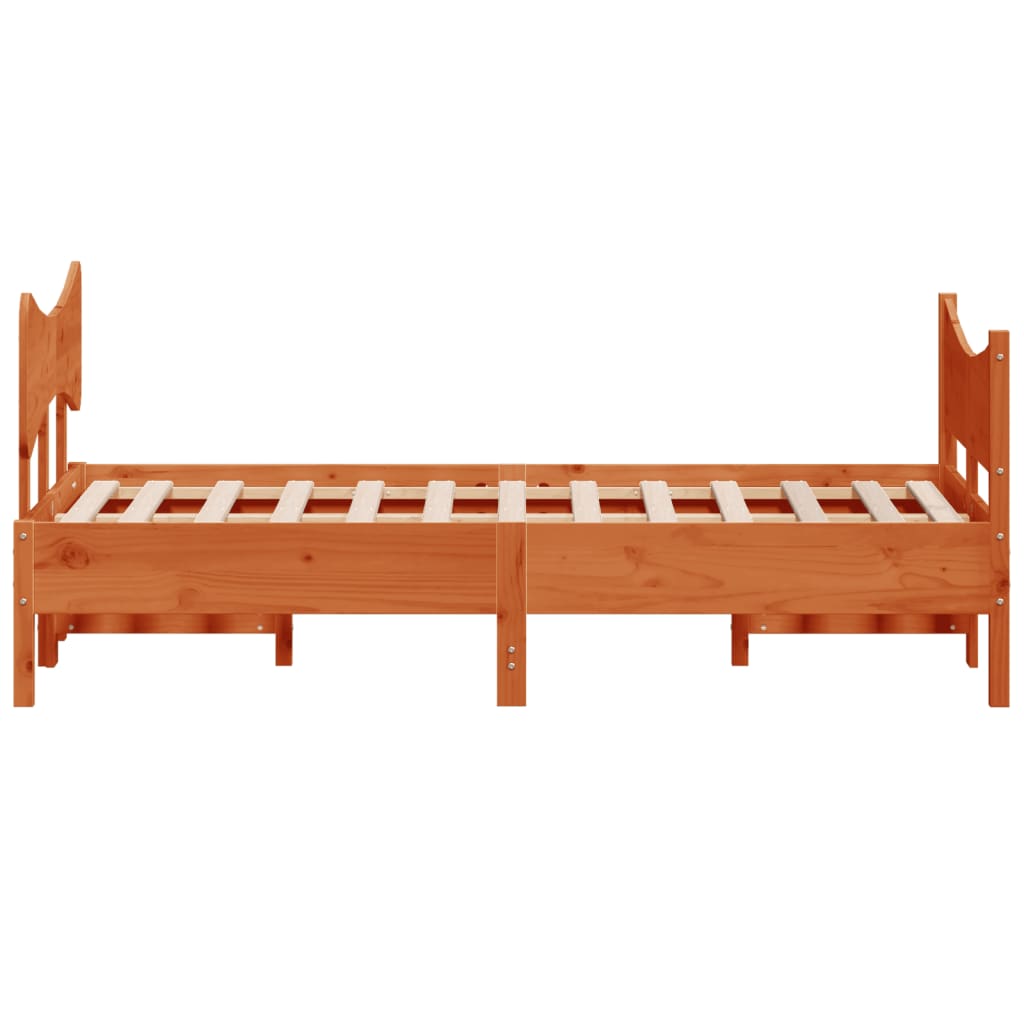 Cadre de lit sans matelas cire marron 120x190cm bois pin massif