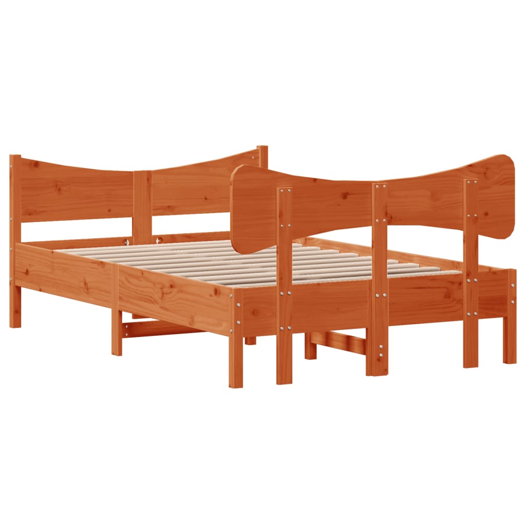 Cadre de lit sans matelas cire marron 120x190cm bois pin massif