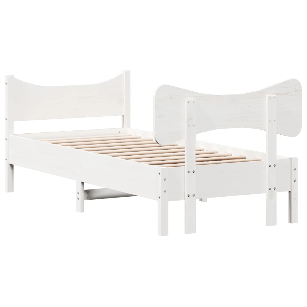 Cadre de lit sans matelas blanc 90x190 cm bois de pin massif