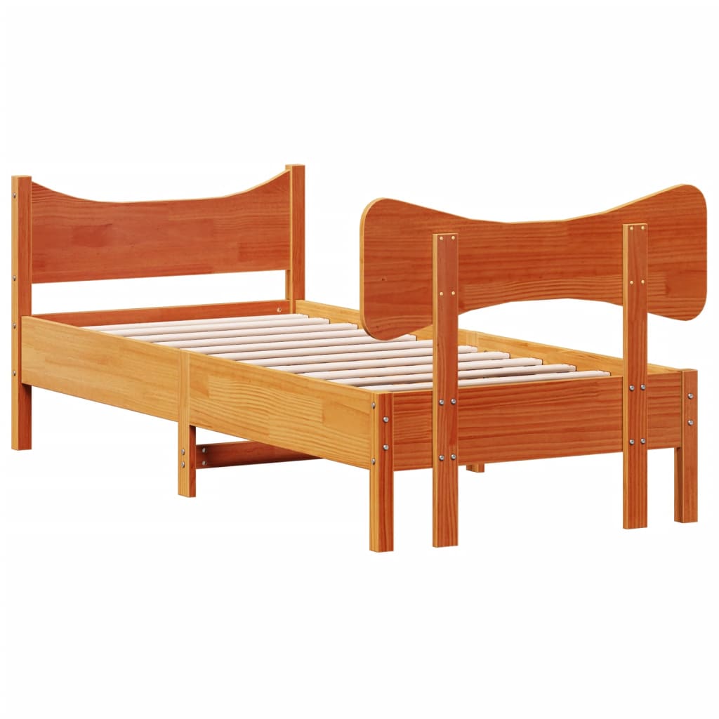 Cadre de lit sans matelas cire marron 90x190 cm bois pin massif