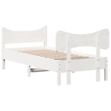 Bed frame without white mattress 75x190 cm solid pine wood