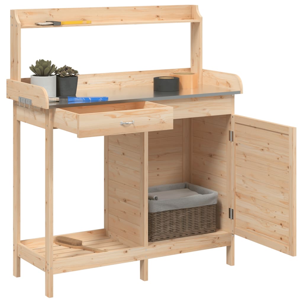 Table de rempotage avec armoire bois massif de sapin