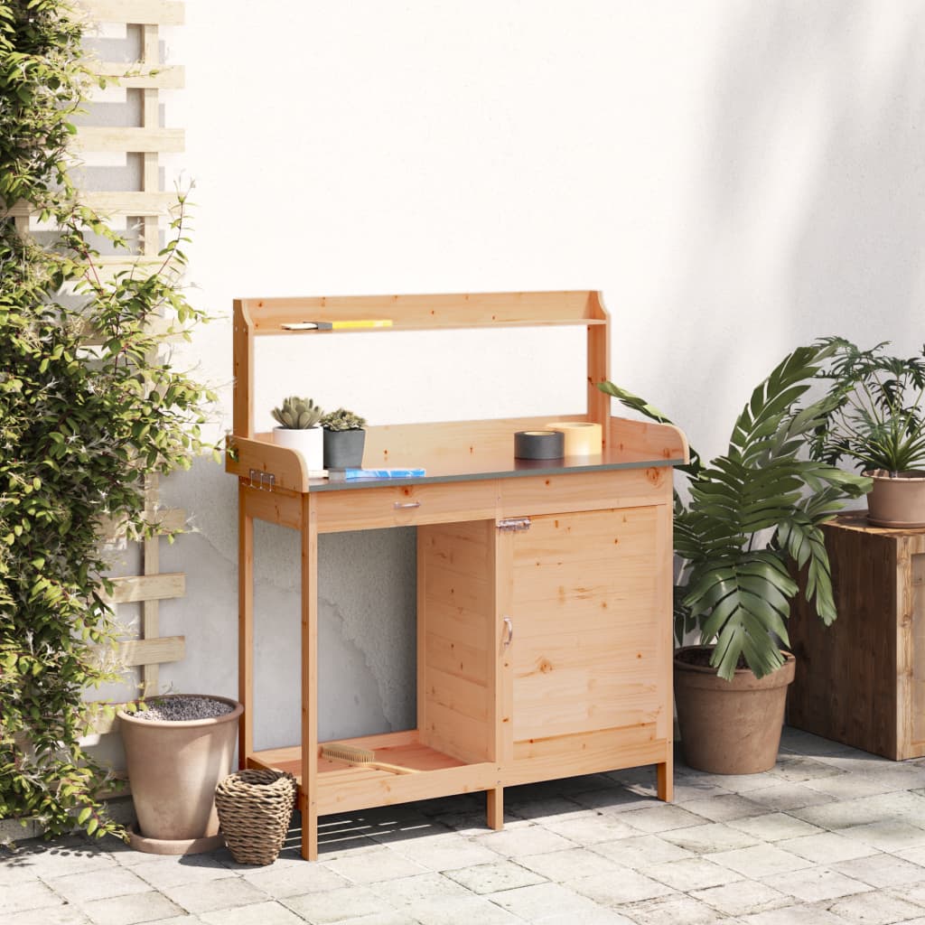 Table de rempotage avec armoire marron bois massif de sapin