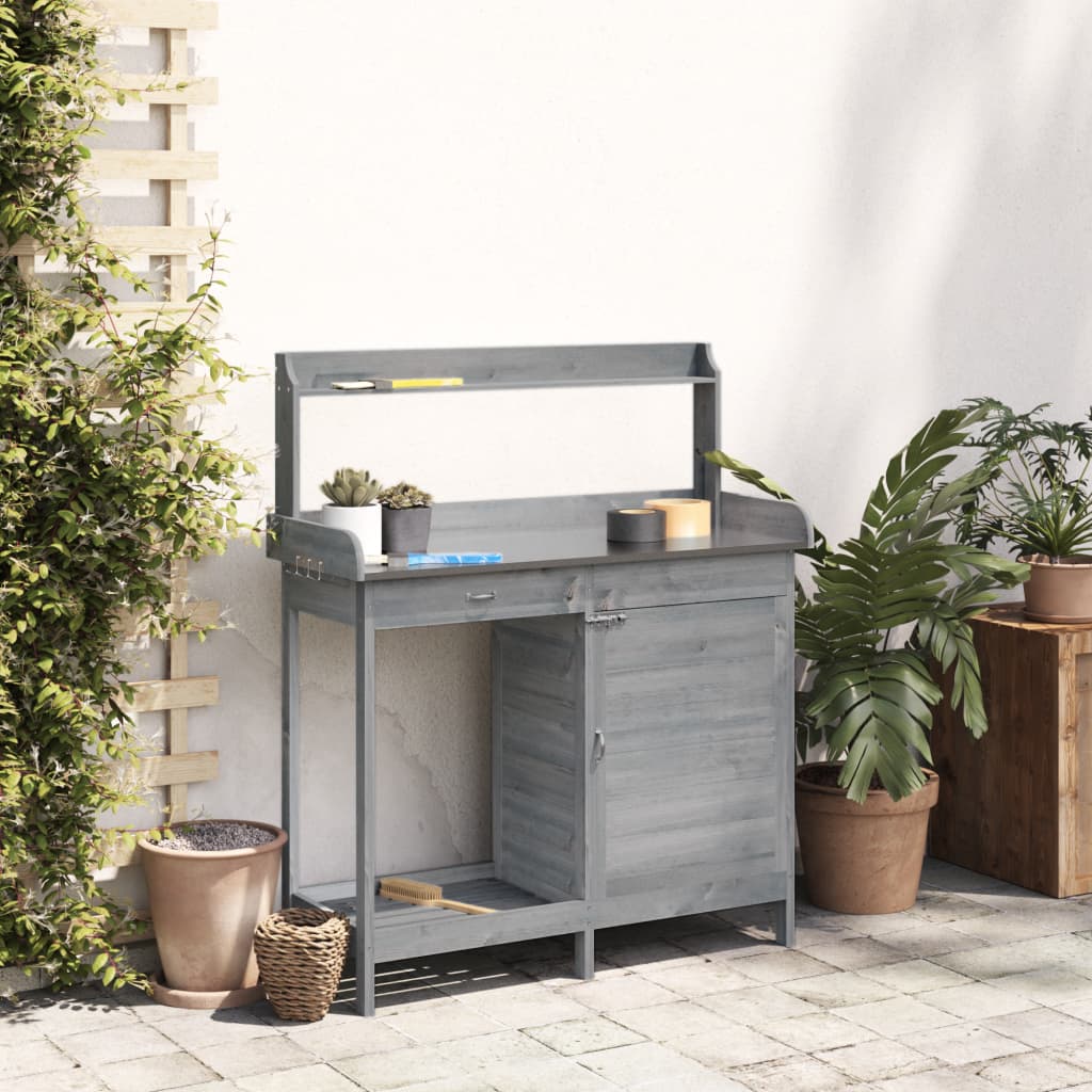 Table de rempotage avec armoire gris bois massif de sapin