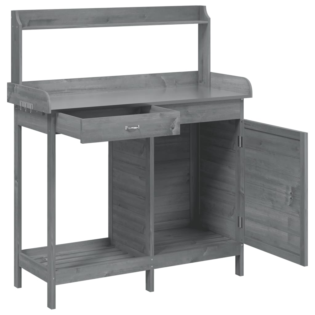 Table de rempotage avec armoire gris bois massif de sapin