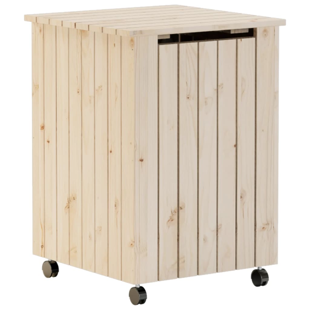 RANA laundry basket with wheels 45x45x64 cm solid pine wood