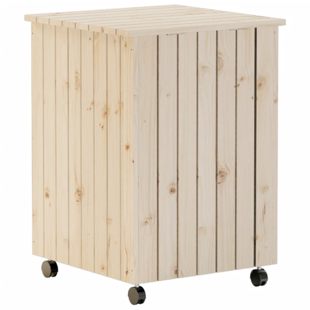 RANA laundry basket with wheels 45x45x64 cm solid pine wood