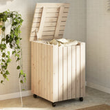 RANA laundry basket with wheels 45x45x64 cm solid pine wood