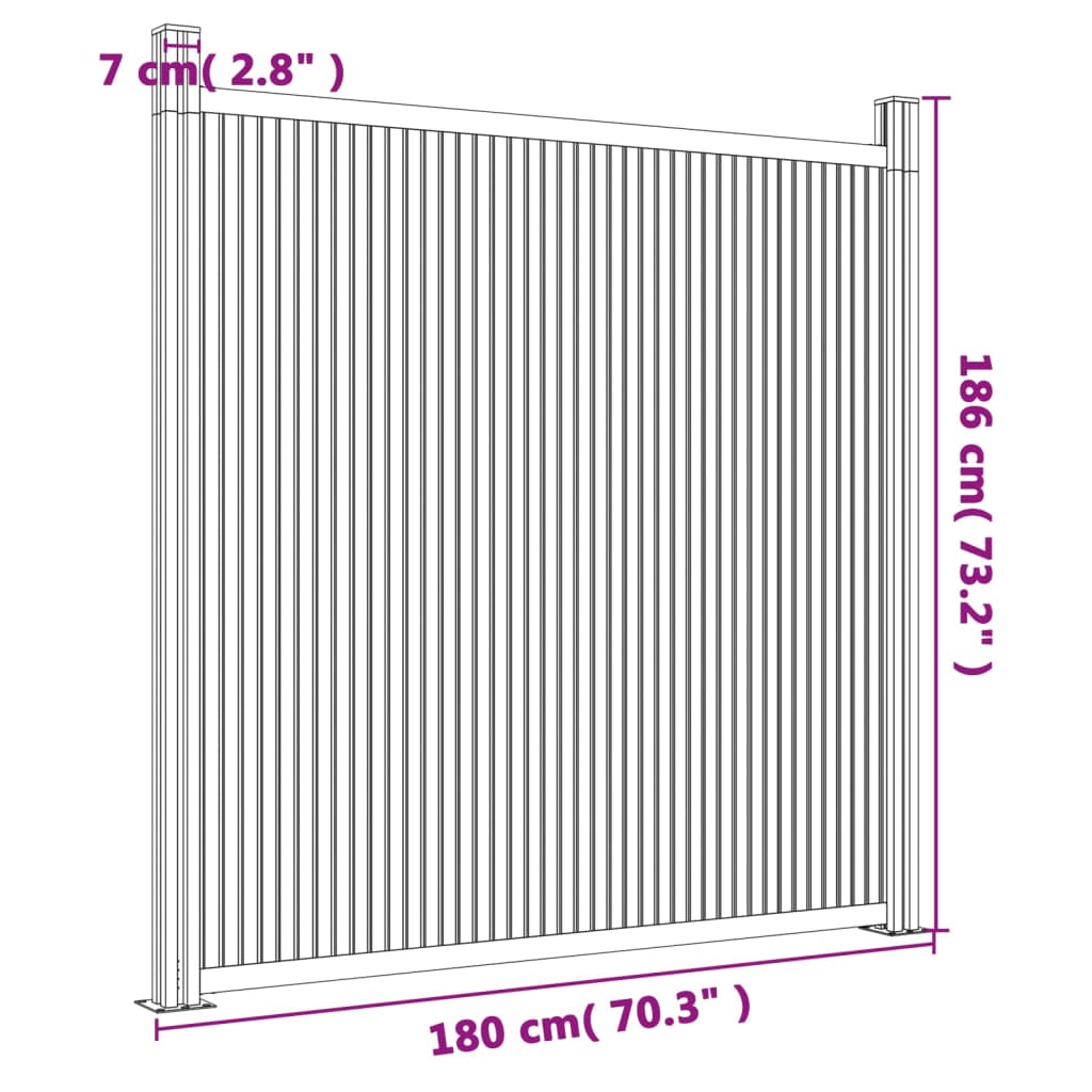 Grey fence panel 180x186 cm WPC