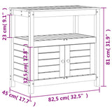 Table de rempotage avec étagères blanc bois massif de pin