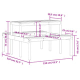 Picnic table 110x134x75 cm solid pine wood