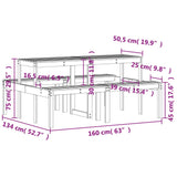 Table de pique-nique 160x134x75 cm bois massif de pin