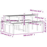 Table de pique-nique blanc 160x134x75 cm bois massif de pin