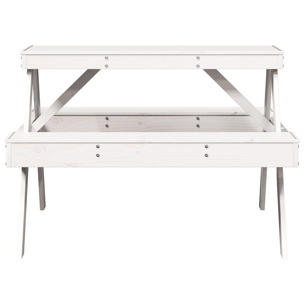 Table de pique-nique blanc 105x134x75 cm bois massif de pin