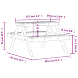 Table de pique-nique 105x134x75 cm bois de pin imprégné