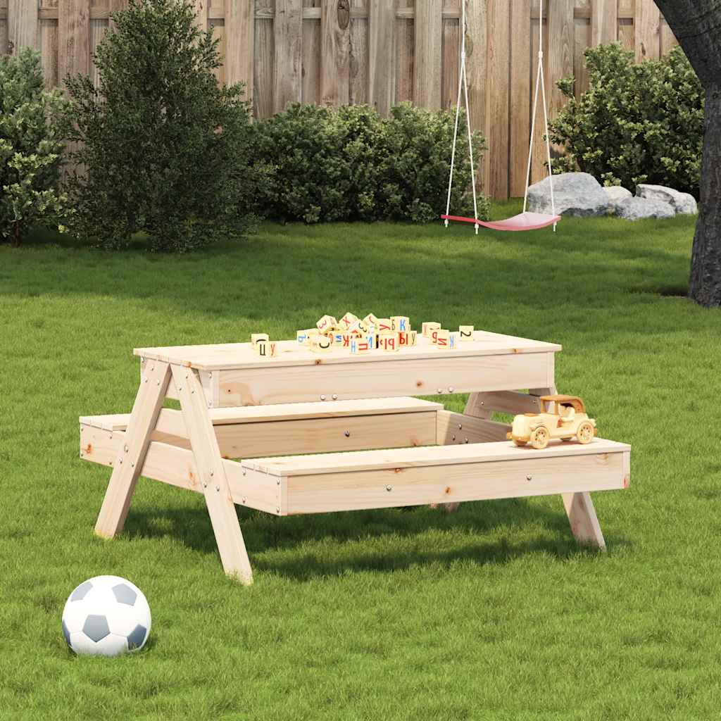 Table de pique-nique avec bac à sable pour enfants pin massif