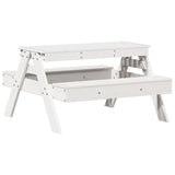 Children's picnic table white solid pine wood