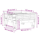 Table de pique-nique pour enfants 88x122x58 cm bois massif pin