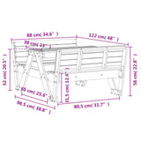 Children's picnic table white solid pine wood