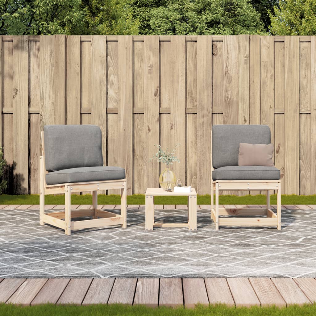 Salon de jardin 3 pcs bois massif de pin