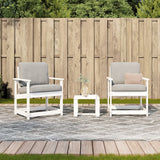 Salon de jardin 3 pcs blanc bois massif de pin