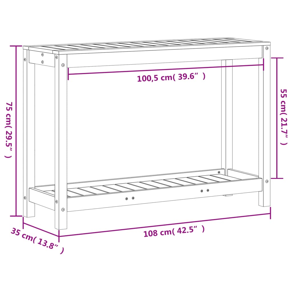 Table de rempotage avec étagère cire marron bois massif de pin