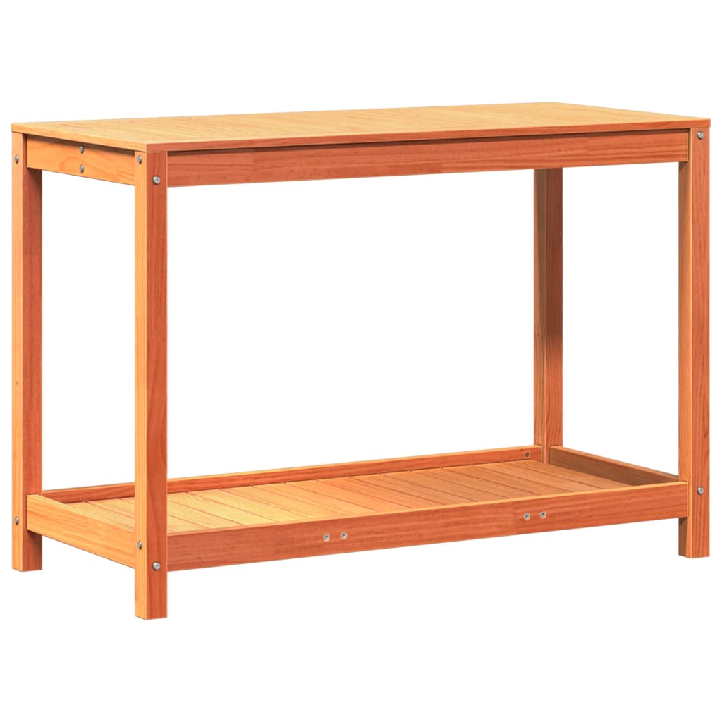 Table de rempotage avec étagère cire marron bois massif de pin