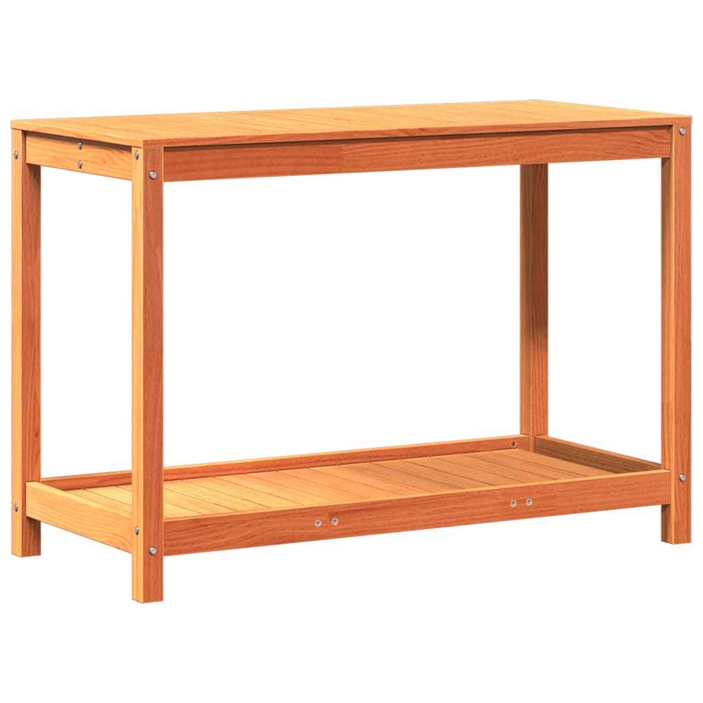 Table de rempotage avec étagère cire marron bois massif de pin