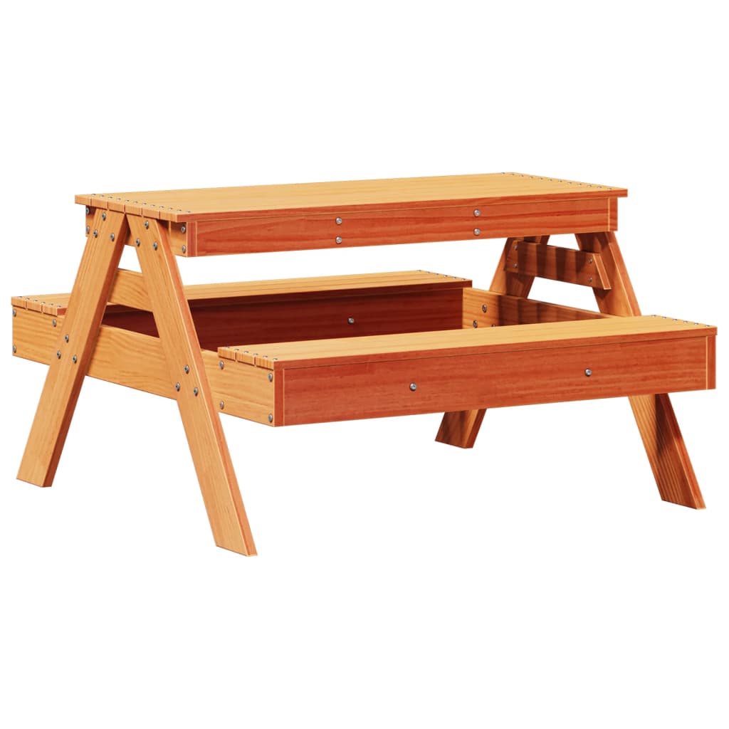 Table de pique-nique pour enfants cire marron bois massif pin